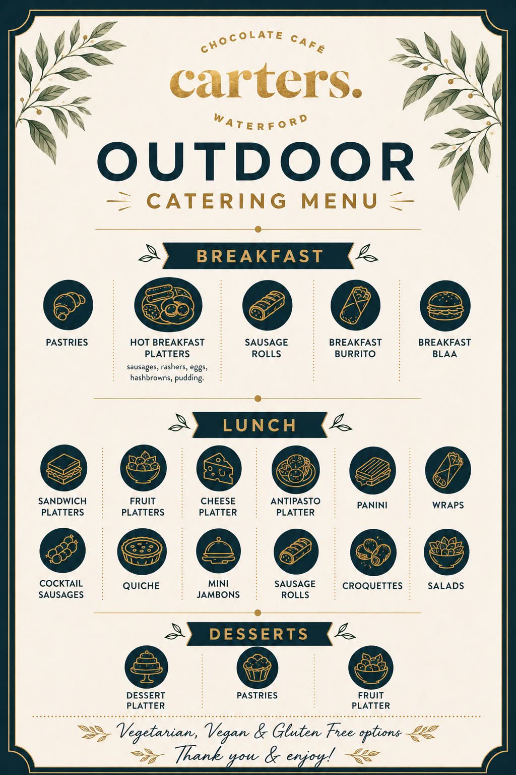 Carter's Outdoor Catering Menu